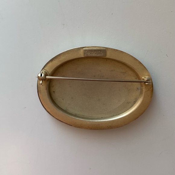 1950s Vintage Bond Boyd Sterling Oval Floral Hand Etched Brooch Pin - Picture 5 of 6